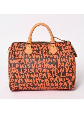 Louis Vuitton Monogram Speedy 30 Orange Handbag Graffiti Canvas